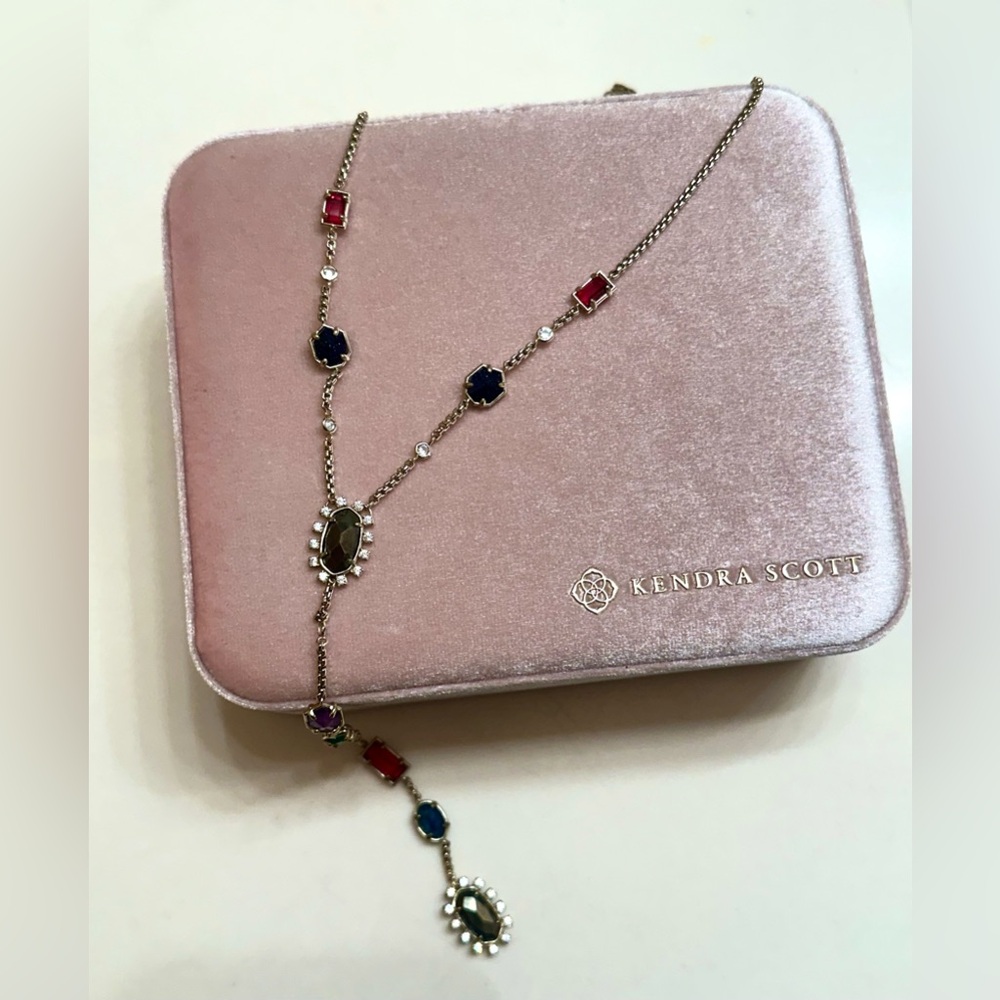 Kendra Scott Multi Stone Gold Y Necklace